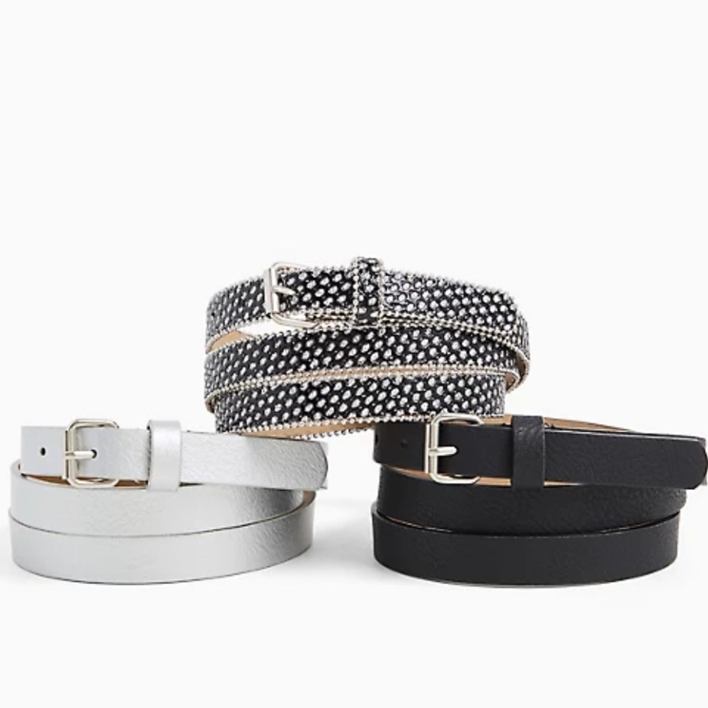 New Torrid Black & Silver Faux Leather Belts